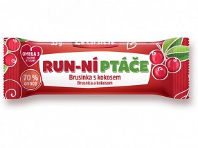 Tyčinka Run-ní ptáče brusinka s kokosem a chia 35g Tyčinka Run-ní ptáče brusinka s kokosem a chia 35g