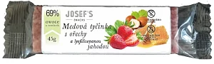 Medová tyčinka s ořechy a lyofilizovanou jahodou 45g Medová tyčinka s ořechy a lyofilizovanou jahodou 45g
