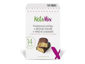 KetoMix Proteinové tyčinky s příchutí mandlí v mléčné čokoládě 14 x 40 g